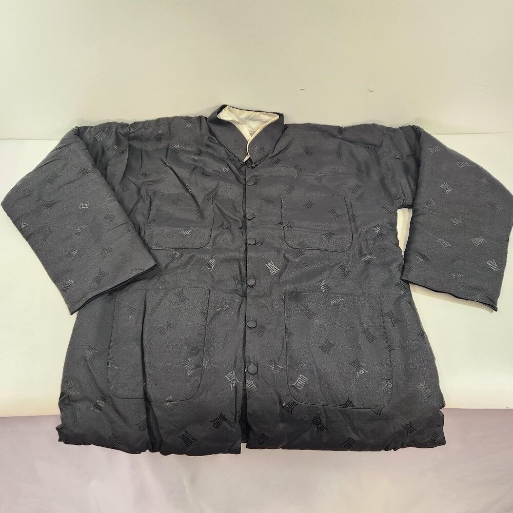 Vintage Plum Blossom Asian Chinese Jacket Black Mens Size Medium